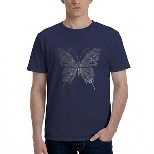 T-shirts pour hommes en coton doux avec strass, design personnalisé haut de gamme, détails en pierres scintillantes, vêtements de mode urbaine pour adultes - Product Image 1