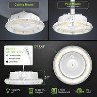 Lámpara LED Redonda para Exteriores de 100W/80W/60W, CCT Ajustable 4.5/5/5.7K, 100-277VAC, Súper Brillante, para Techo de Cochera, con Certificación ETL DLC