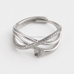 SSR192 <span class=keywords><strong>Argento</strong></span> <span class=keywords><strong>Componenti</strong></span> <span class=keywords><strong>925</strong></span> Giudizio Anello di Base del Lineare Crisscross Anello Perla di Montaggio - Product Image 2