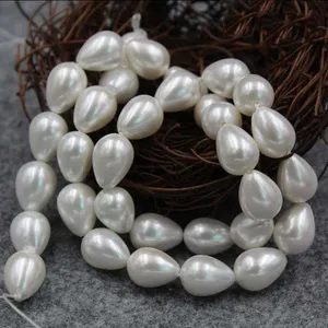 Großhandel weiße tropfen förmige natürliche Muschel perle für Halskette und Armband DIY handgemachten Schmuck