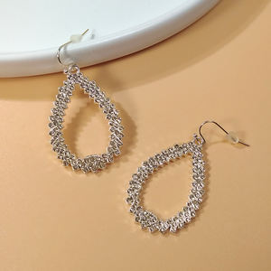 Pendientes grandes de moda, colgante en forma de gota ahuecado exagerado para mujer, pendientes de diamantes de imitación de doble capa - Product Image 1