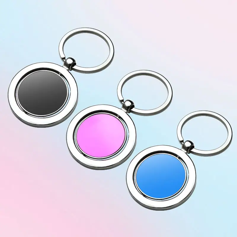 Custom Logo Design Heavy Duty Retractable 360 Rotating Keychain Floating Keyring with Letterpress Printing Metal Material