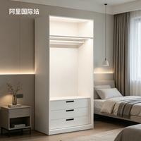 Armoire de chambre minimaliste autoportante avec éclairage LED, trois tiroirs, grande capacité, écologique, pour appartement