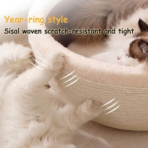 Arbre à chat en sisal moderne et écologique, grand espace, avec lit à gratter en forme de tasse à café, sans perte de fibres, pour chats, utilisable en toutes saisons - Product Image 4