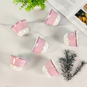 European Style Best-Selling Eco-friendly Pink Bone China 6-Piece Customizable Teacups Set Star Pattern Dishwasher Safe Gift <b>Box</b> - Product Image 6