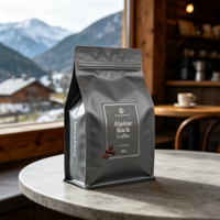 Sachet de café personnalisé en aluminium haute barrière, imprimé en héliogravure, à fond plat, scellé sur huit côtés, avec fermeture éclair, 500g