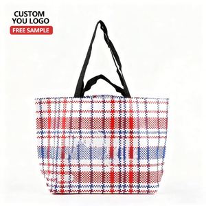 Bolsas de Compras de Gran Capacidad con Logotipo Personalizado, Bolsas de Mano Tejidas de PP, Impermeables, con Estampado Animal - Product Image 1
