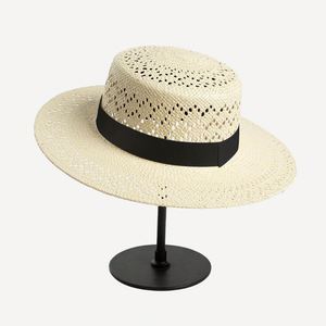 Nouveau Chapeau Canotier Décontracté en Paille Tressée Tendance Printemps-Été Creux pour la Plage - Product Image 4