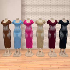 Nouvelle Robe d'été décontractée pour femme, imprimée, à manches <span class=keywords><strong>courtes</strong></span>, taille <span class=keywords><strong>haute</strong></span>, coupe sirène, vente en gros - Product Image 4