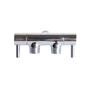 Robinet d'angle à double sortie de 1/2 pouce avec commande manuelle chromé - Product Image 1