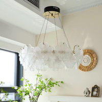 Lustre en verre et cuivre style fleur crème française avec commande intelligente pour salon, salle à manger, îlot de cuisine