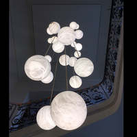 Lustre suspendu moderne en pierre de mica, luminaire rond décoratif pour îlot de cuisine, table à manger, salon