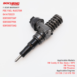 Inyector de Combustible Diésel 0414720221 038130073AP para VW <span class=keywords><strong>Caddy</strong></span> III 2.0 SDI Touareg Phaeton 5.0 V10 TDI Motor AYH BLE BDJ - Product Image 1