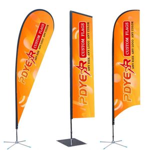 Drapeaux publicitaires personnalisés, fanions volants, impression numérique extérieure, 100% polyester, mât en aluminium, rectangle - Product Image 3