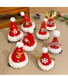 <b>Winter</b> Christmas Santa Hat Hair Hairclip Hairgrips Santa Hairpin Reindeer Christmas Hair Clips - Product Image 3