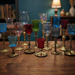 Supports de bougies en verre vintage de luxe classiques en gros, avec supports en laiton et coupelles décoratives colorées pour mariages, événements et maison - Product Image 3