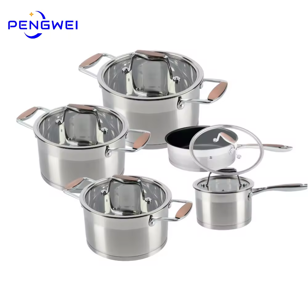 Panci masak jumlah besar anti lengket, peralatan dapur Stainless steel panci masak asli untuk memasak