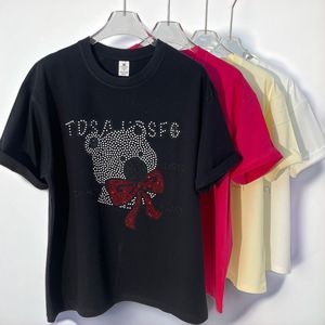 Clothing Manufacturers High Quality T-Shirts for Men Women Cotton Nail <strong>Drill</strong> <strong>Pattern</strong> Knitted Many Colors Heat Press Rhinestones - Product Image 4