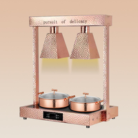 Airuisi Rose Gold Acier inoxydable Double Lumières Lampe de conservation de la chaleur des aliments Réchauffeur de buffet Réchaud électrique Traiteur Buffet pour