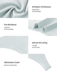 Bragas de satén para mujer de seda de hielo con espalda en T cortada con láser y logotipo personalizado, ropa interior de nailon, bragas de mujer, tangas sin costuras - Product Image 5