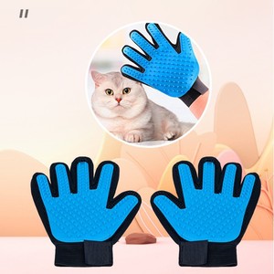 Gants de toilettage pour animaux de compagnie, bleus, 23x6cm, en silicone, pour chats et chiens, élimination des poils, massage, soins pour animaux de compagnie - Product Image 1