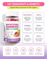 Gummies au collagène Glow Biotine pour éclaircir les cheveux, la peau et les ongles, complément beauté végétalien pour adultes, blanchissant et antioxydant