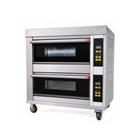 Four de boulangerie commercial 13,2 kW 380 V, 2 niveaux, 4 plateaux, en acier inoxydable, commande tactile, équipement de chauffage électrique