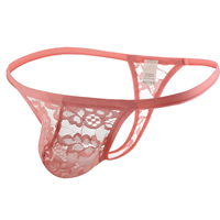 Sous-vêtements sexy pour hommes, rouge, rose, noir, blanc, respirants, en nylon tricoté, dentelle, maille, string taille basse pour jeunes adultes