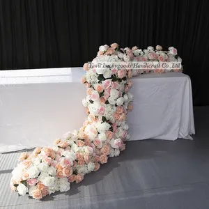 LFB1491-3 Colorful Flower Runner Wedding Party Retardant Table Decoration Artificial Rose Flower Garland