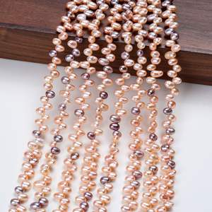 Perles de riz d'eau douce naturelles en forme de bouton, style antique, faites à la main, pour la confection de coiffures, vente en gros, 37 trous, perles de riz d'eau douce dispersées - Product Image 3