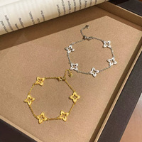 2025 à la mode S925 argent cinq fleurs trèfle à quatre feuilles Bracelet or dentelle incrusté de diamants transfrontalière en direct or chaîne lien bijoux