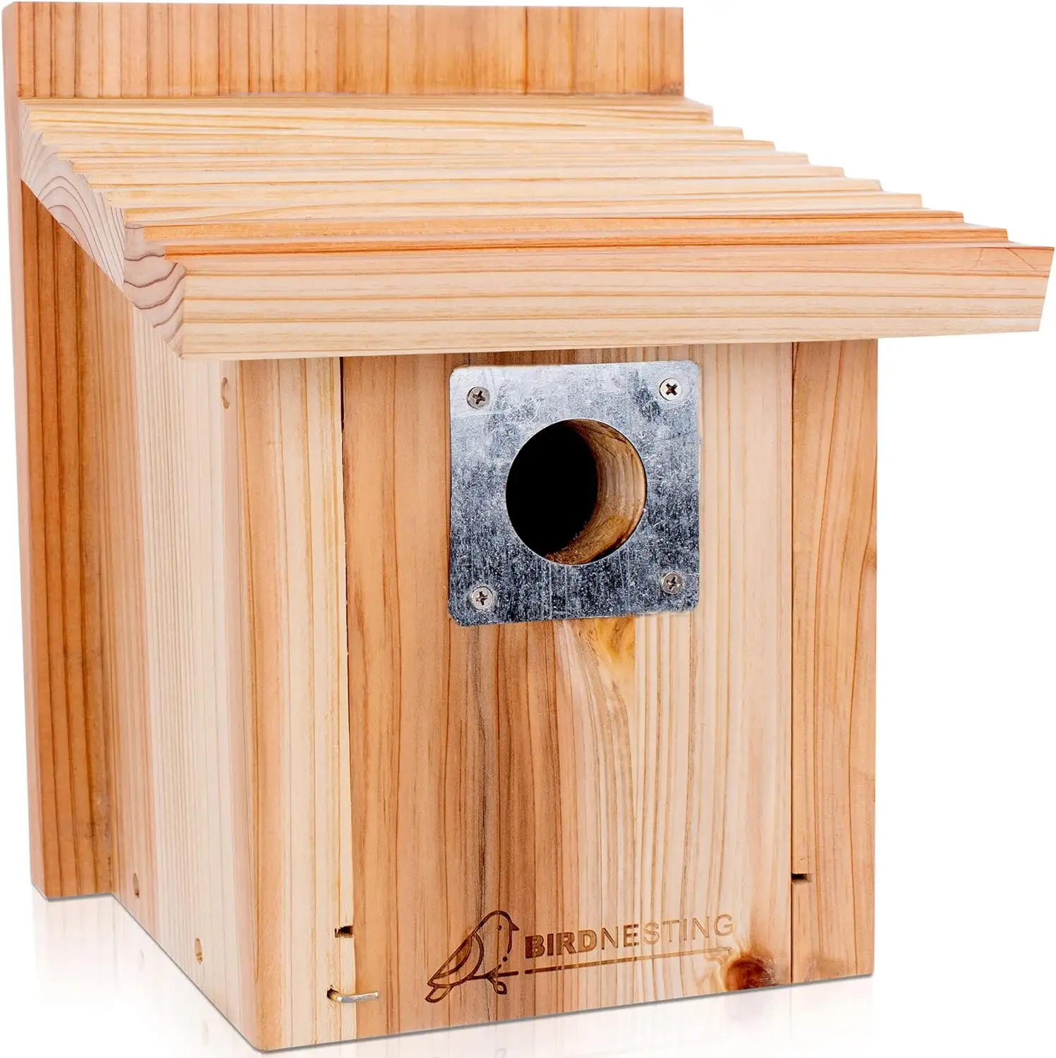 Caixa de nidificação resistente de madeira de abeto premium para pássaros, casa de madeira natural suspensa do lado de fora