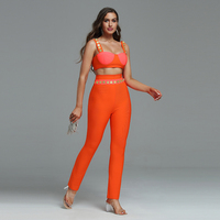 Summer Sleeveless 2022 Ladies 2 Pieces Set Color Block Crop Top Two Piece Pants Set High Waist Outfits Rivets Matching Set