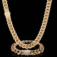 Bijoux hip hop en gros collier en acier inoxydable chaîne cubaine dorée pour homme