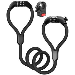 Candado de Cable de Acero con Combinación <span class=keywords><strong>Antirrobo</strong></span> de 4 Dígitos, Candado de Doble Cabeza Tipo Esposas para Patinete Eléctrico con Soporte para <span class=keywords><strong>Bicicleta</strong></span> Eléctrica - Product Image 4