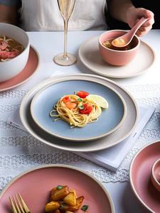 Hete Verkopende Rustieke Gratieontwerpen Japanse Spikkel Gegalseerde Ronde Porseleinen Pastasteak Serveerschalen - Product Image 5