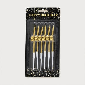 Venta al por Mayor de Velas de <span class=keywords><strong>Cumpleaños</strong></span> <span class=keywords><strong>para</strong></span> Niños, Hechas a Mano, Ecológicas, de Cera de Parafina, Chapadas en Oro, con Diseño de Primavera, Paquete de 6 - Product Image 4
