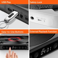 Lecteur CD Bluetooth Lecteur de musique portable Mini lecteur CD Fonction de répétition A-B Minuterie Télécommande Fonction de lecture pour un usage domestique