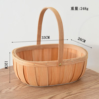 Panier en bois naturel tressé à la main, ovale, multifonctionnel, pour le rangement des œufs de Pâques, des fruits et légumes, pour la maison et la cuisine