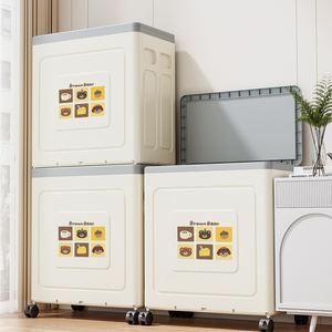 Armoire de rangement pliable, en matériau PP, facile à nettoyer, avec roulettes et couvercle, cubes de rangement pour ustensiles de <span class=keywords><strong>cuisine</strong></span> - Product Image 1