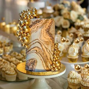 66 décorations de gâteau en forme de boule dorées, 4 tailles, pour la décoration de pâtisserie DIY, toppers pour cupcakes et anniversaires de mariage - Product Image 4