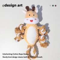 Jouets à mâcher pour chiens en corde de coton les plus vendus, design noué, nettoyage buccal, forme animale, style mignon, Père Noël-Vache-Girafe, vente en gros, personnalisables