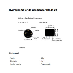 Membrapor Hcl/M-20 Hydrogen <b>Chloride</b> Gas Sensor 0-20 Ppm Electrochemical For Portable Detectors - Product Image 3
