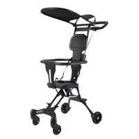 Poussette multifonctionnelle pour bébé et tout-petit avec cadre en acier inoxydable, pliable, barre de sécurité, tige de poussée, capacité de charge de 15 kg, idéale pour les voyages