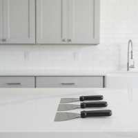 UJ-KT515  Spatule triangulaire en acier inoxydable durable, 3 pièces, grattoir à aliments