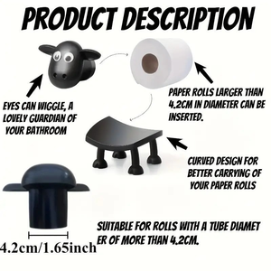 Porte-<span class=keywords><strong>papier</strong></span> <span class=keywords><strong>toilette</strong></span> amusant en résine en forme de <span class=keywords><strong>mouton</strong></span>, design détachable, couleur noire, décoration créative pour la maison - Product Image 6