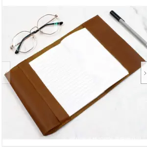 Vintage Cowhide Leather Notebook Cover Office Flip Book Protection Cover for Students