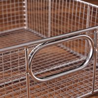 Panier en treillis métallique en acier inoxydable 304 avec poignée fixe, panier de rangement durable pour la cuisine et l'organisation de la maison
