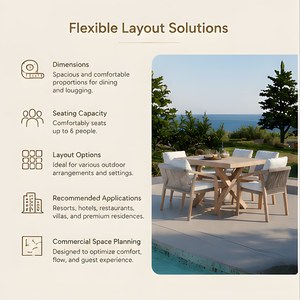 Hotel <strong>Outdoor</strong> Standard Patio Rope Weaving Teak <strong>Wood</strong> Garden <strong>Table</strong> <strong>Outdoor</strong> Furniture Dining <strong>Table</strong> and Chair Set - Product Image 5