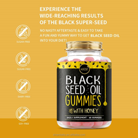 Gummies d'huile de cumin noir certifiées GMP en gros, au miel, pour adultes : soutien articulaire, digestion, brûleur de graisse, sans gluten